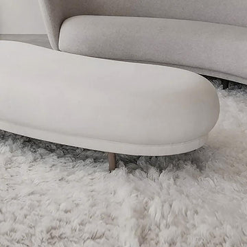 Modern White Velvet Bench Upholstered Curved Bench for End of Bed with Metal Legs